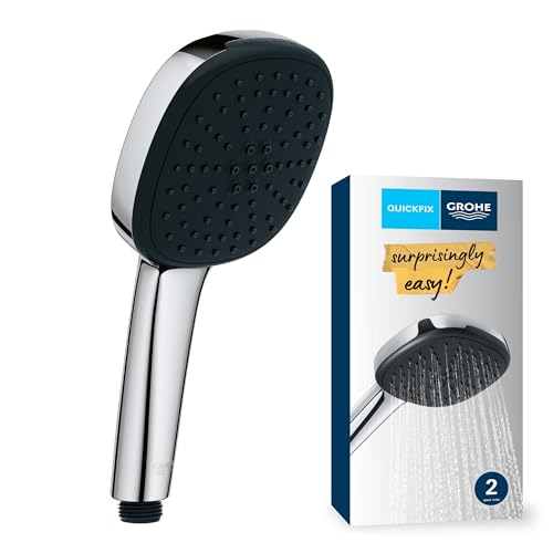 GROHE Vitalio 110, Duschkopf, 14l pro Min (Handbrause mit 2 Strahlarten, per Drehregler verstellbar, Universalanschluss, Silikonring schützt Duschbrause bei Stürzen), eckig, chrom, 26926001 GROHE Vitalio 110, Duschkopf, 14l pro Min (Handbrause mit 2 Strahlarten, per Drehregler verstellbar, Universalanschluss, Silikonring schützt Duschbrause bei Stürzen), eckig, chrom, 26926001 von GROHE