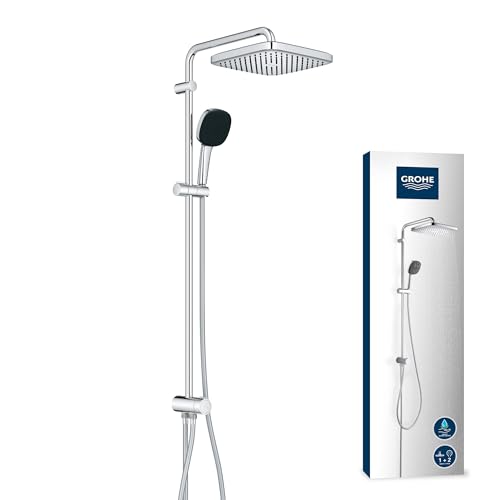 GROHE Vitalio 250 - Duschsystem mit Umstellung, wassersparend ~8l/min (für vorhandene Armaturen, 2 Strahlarten, extra große Brausestange 104cm), eckig, chrom, 26986001 von Grohe