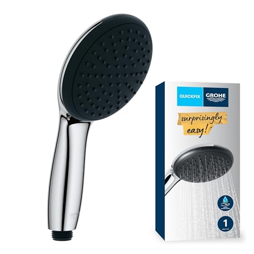 GROHE Vitalio 110 - Handbrause wassersparend - 9l pro Min (1 Strahlart, Standardanschluss, Silikonring schützt bei Stürzen), rund, chrom, 27940001 von Grohe