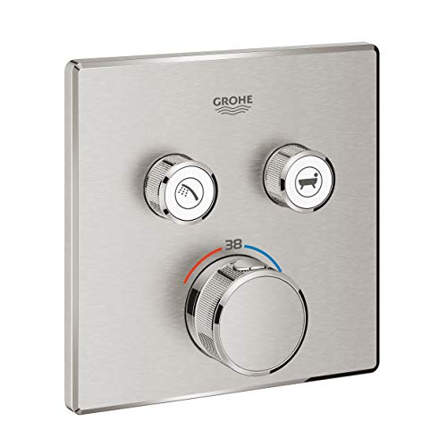 GROHE Grohtherm SmartControl | Brause-& Duschsysteme - Thermostat mit 2 Absperrventilen | Fertigmontageset für Rapido SmartBox | supersteel | 29124DC0 GROHE Grohtherm SmartControl | Brause-& Duschsysteme - Thermostat mit 2 Absperrventilen | Fertigmontageset für Rapido SmartBox | supersteel | 29124DC0 von GROHE