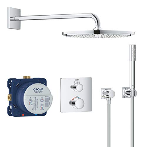 GROHE Grohtherm - Duschsystem Unterputz mit Rainshower Cosmopolitan 310 (Antikalk- System, Sicherheitssprerre bei 38°C, 310mm), chrom, 34730000 von Grohe