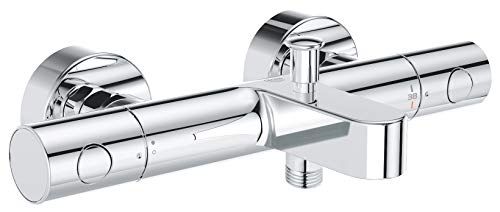 GROHE Precision Get - Thermostat-Wannenbatterie (für die Wandmontage, S-Anschlüsse, mit Schmutzfangsiebe, ergonomischer Metallgriff), chrom, 34774000 von Grohe