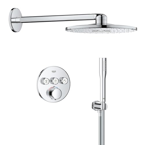 GROHE Precision SmartControl 310 - Duschsystem (310mm Kopfbrause mit 2 Strahlarten, Handbrause 1 Strahl, Universal-Einbaubox, 150cm Brauseschlauch), rund, chom, 34874000 von Grohe