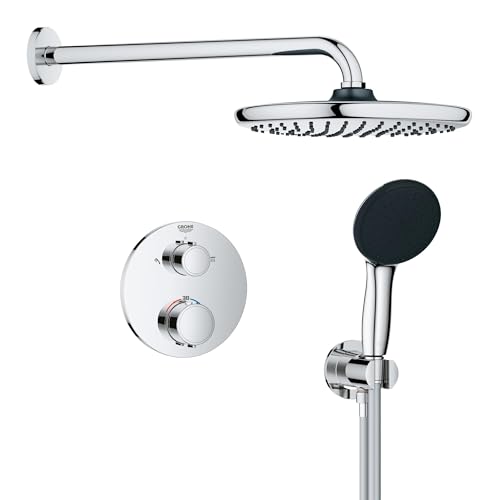 GROHE Precision 250 - Duschsystem (250mm Kopfbrause mit 1 Strahlart, Handbrause 2 Strahl, Universal-Einbaubox, 150cm Brauseschlauch), rund, chrom, 34883000 GROHE Precision 250 - Duschsystem (250mm Kopfbrause mit 1 Strahlart, Handbrause 2 Strahl, Universal-Einbaubox, 150cm Brauseschlauch), rund, chrom, 34883000 von Grohe