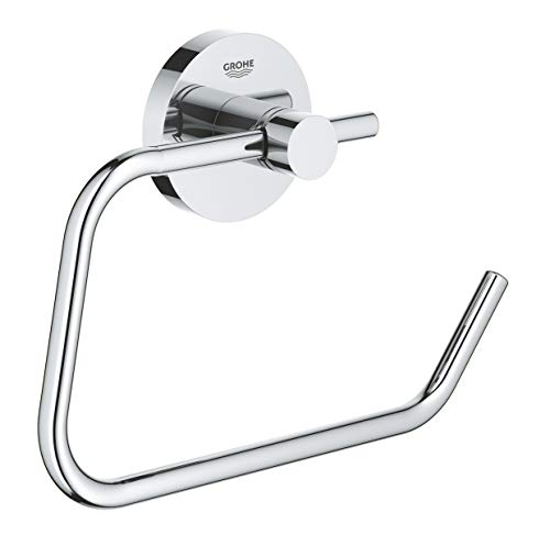 GROHE Essentials - WC-Papierhalter (Material: Metall, verdeckte Befestigung, zum bohren oder kleben), chrom, 40689001, Rund von Grohe