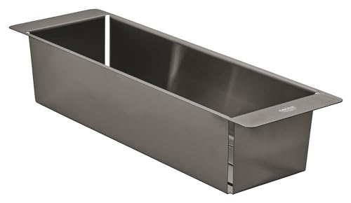 GROHE Sieb (Material: Edelstahl, spülmaschinenfest, korrosionsfrei, 490 x 150 x 100 mm), hard graphite gebürstet, 40853AL0 von GROHE