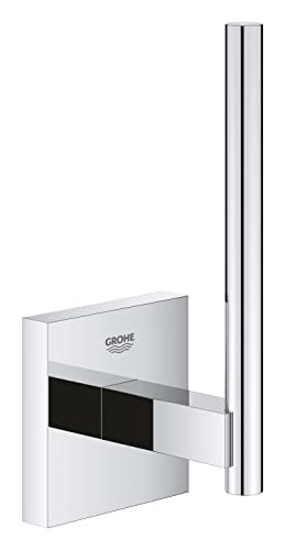GROHE Start Cube, Ersatzrollenhalter WC zur Aufbewahrung ohne Bohren (Ersatz Klopapierhalter klebbar, Kleber separat kaufen, zum Bohren geeignet, mit Schrauben & Dübel), eckig, chrom, 40979000 von GROHE
