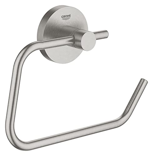 GROHE Start - Papierhalter (Material: Metall, verdeckte Befestigung, ohne Deckel, langlebig), supersteel, 41200DC0 von Grohe