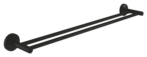 GROHE Start - Doppel- Badetuchhalter (Material: Metall, 654 mm (Bohrabstand 600 mm), verdeckte Befestigung, zum Bohren), matt schwarz, 412032430 von Grohe