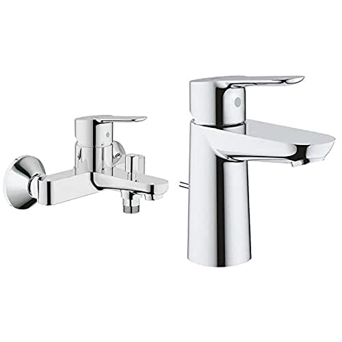 GROHE BauEdge Bundle | Wannenbatterie & BauEdge Waschtischarmatur | S-Size, mit Zugstange von Grohe