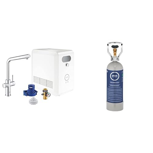 GROHE Blue Pro - L-Auslauf All-In-One Kit (Kühl-, Filter- und Sprudelfunktion, Bluetooth & WiFi), chrom, 31347003 von Grohe