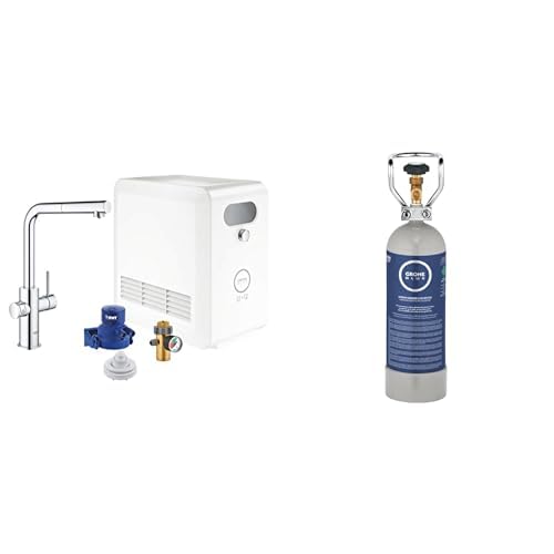 GROHE Blue Pro - L-Auslauf All-In-One Kit (Kühl-, Filter- und Sprudelfunktion, Bluetooth & WiFi, herausziehbarer Mousseur), chrom, 31326002 von Grohe