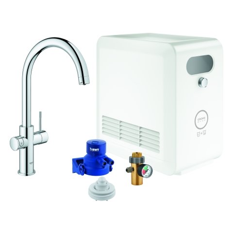 GROHE Blue Professional C-Auslauf Set 31323, Einhand-Spültischbatterie mit Filterfunktion, mit Kühler, Bluetooth und WIFI, Farbe: Chrom von Grohe