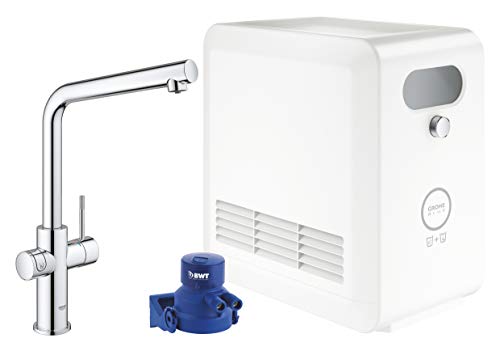 GROHE Blue Pro - L-Auslauf Starter Kit (Kühl-, Filter- und Sprudelfunktion, Bluetooth & WiFi), chrom, 31347003 von Grohe