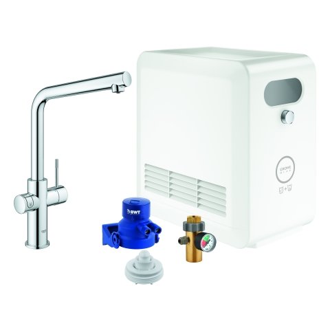 GROHE Blue Professional L-Auslauf Set 31347, Einhand-Spültischbatterie mit Filterfunktion, mit Kühler, Bluetooth und WIFI, Farbe: Chrom von Grohe