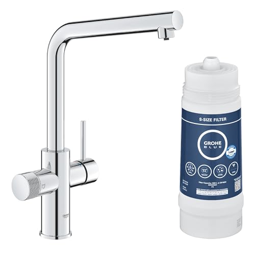 GROHE Blue Pure Minta - Einhand-Spültischbatterie mit Filterfunktion (L-Auslauf, Einlochmontage, schwenkbarer Auslauf), chrom, 30600000 von Grohe