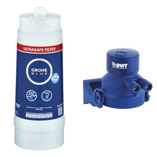 GROHE Blue - UltraSafe Filter (3000 L Kapazität & GROHE Blue - Filterkopf (nur zur Nutzung mit GROHE Blue Filtern), 64508001 von Grohe