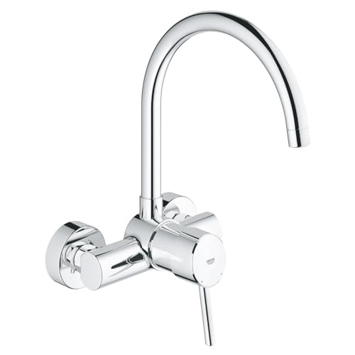 GROHE Concetto - Einhand-Spültischbatterie (Wandmontage, Schwenkbereich 360°, langlebige Oberfläche), chrom, 32667001, Silber von Grohe