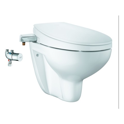 GROHE Dusch-WC-Aufsatz 3-in-1 Set Bau K. 39652 Wand-WC GRT Micro alpinweiß/chrom, 39652SH0 39652SH0 von Grohe