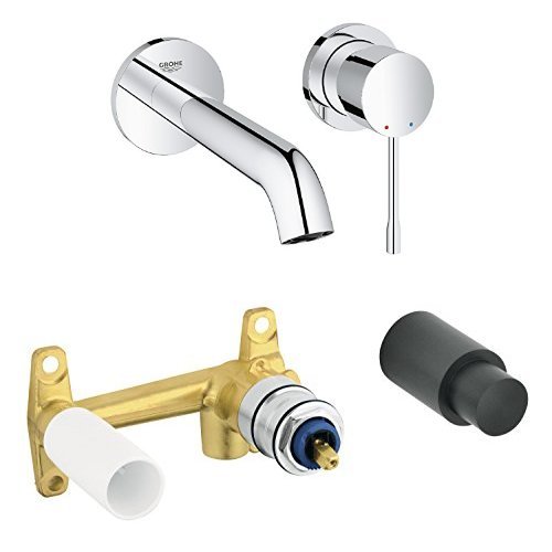 GROHE Essence , Badarmatur - 2-Loch-Waschtischarmatur , für die Wandmontage + Unterputz-Einbaukörper , BUNDLE GROHE Essence , Badarmatur - 2-Loch-Waschtischarmatur , für die Wandmontage + Unterputz-Einbaukörper , BUNDLE von GROHE