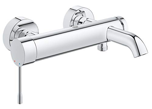 GROHE Essence - Einhand- Wannenbatterie (Wandmontage, integrierter Rüchflussverhinderer, automatische Umstellung), chrom, 33624001 von Grohe