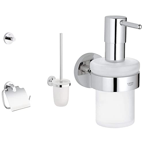 GROHE Essentials Accessoires Bath Chrom, 40407001, Rund, Weiß & Essentials - Seifenspender, Chrom, 40448001 von Grohe