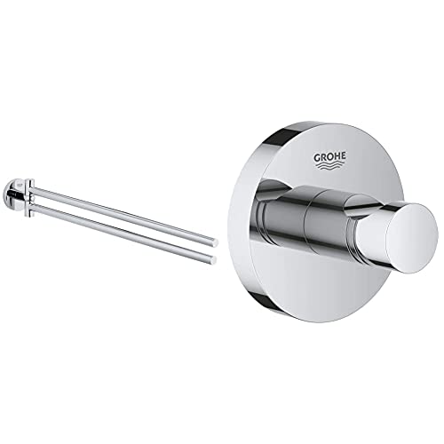 GROHE Essentials | BADACCESSOIRES - Handtuchhalter | 2-ARMIG | 40371001 & Essentials Bad-Accessoires - Bademantelhaken (Material: Metall) chrom, 40364001 von GROHE
