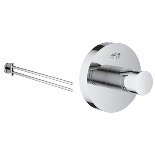 GROHE Essentials | BADACCESSOIRES - Handtuchhalter | 2-ARMIG | 40371001 & Essentials Bad-Accessoires - Bademantelhaken (Material: Metall) chrom, 40364001 von GROHE