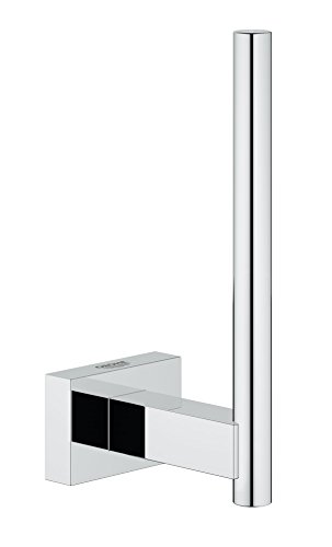 GROHE Essentials Cube - Reservepapierhalter (verdeckte Befestigung, Material: Metall, langlebig), chrom, eckig, ‎40623001 von GROHE