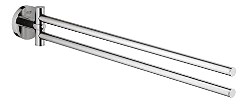 GROHE Essentials, Handtuchhalter 439 mm (2-armig, schwenkbar, geeignet zum Bohren, inklusive Schrauben und Dübel, verdeckte Befestigung), chrom, 40371001 von GROHE
