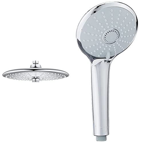 GROHE Euphoria 260 - Kopfbrause (wassersparend, mit 3 Strahlarten, Antikalk System), chrom, 26457000 & Euphoria 110 Massage - Handbrause (3 Strahlarten), chrom, 27221000 von Grohe