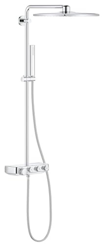 GROHE Euphoria Smartcontrol 310 Duo, Duschsystem mit Thermostat (Regendusche mit Verbrühschutz und 2 Strahlarten, inkl. Duschablage, obere Konsole an Bohrlöcher anpassbar), eckig, chrom, 26508000 von GROHE