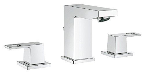 GROHE Eurocube 3-Loch-Badarmatur, Zugstange, Standard-Auslauf 20351000, Silber von Grohe