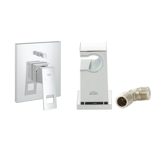 GROHE Eurocube | Badarmaturen - Einhand-Wannenbatterie + Euphoria Cube Zubehör - Wandanschlussbogen 1/2 Zoll | chrom | 19896000 + 26370000 von GROHE