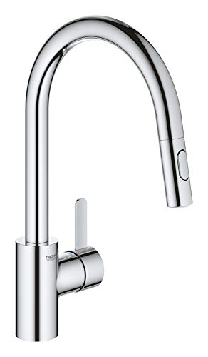 GROHE Eurosmart Cosmopolitan, Küchenarmatur 2 Strahlarten (mit ausziehbarer Brause, 360° schwenkbar, wassersparend dank variabler Mengenbegrenzung, einfache Spülbecken-Montage), chrom, 31481001 von GROHE