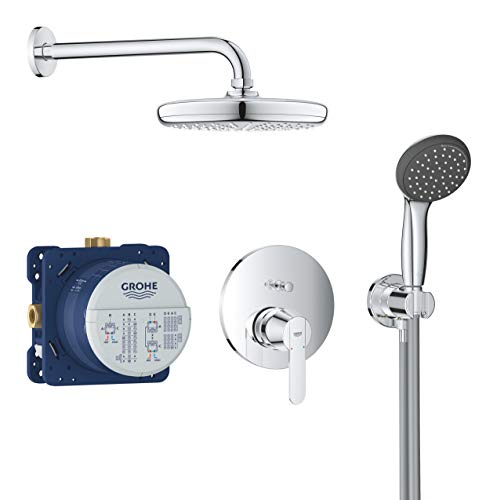 GROHE Get - Duschsystem Unterputz mit Vitalio Start 210 (inkl. Handbrause, Kopfbrause, Einhandbatterie & Brausenschlauch), chrom, 25220001 von GROHE
