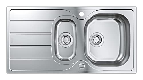 GROHE K200 | 1 Becken | Küchenspüle - Top Mount reversibel | Ausschnitt (Drop in): 941 x 476 mm | Inklusive: automatischer Beckenablauf, Siebkorbabfluss, Montageset | Edelstahl | 31564SD1 von Grohe