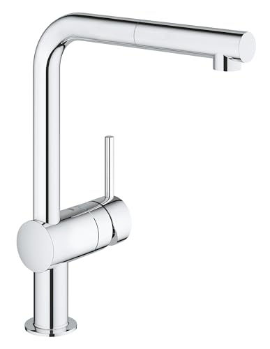 GROHE Minta - Einhand-Spültischarmatur (L-Auslauf, Einlochmontage, ‎herausziehbare Laminarbrause, Eigensicher gegen Rückfließen), chrom, 31397000 von Grohe