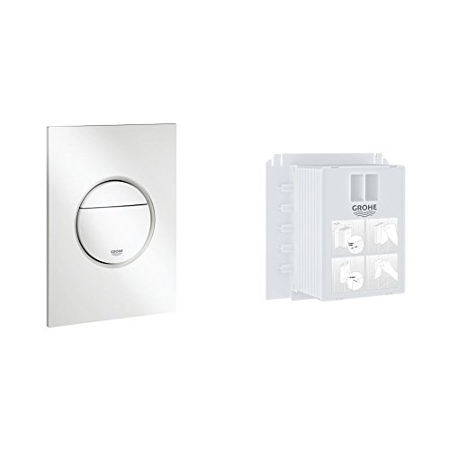GROHE Nova Cosmopolitan S | WC- Betätigungsplatte in Alpinweiß| 37601SH0 und GROHE | WC- Revisionsschacht | für kleine Abdeckplatten, S |40911000 von Grohe