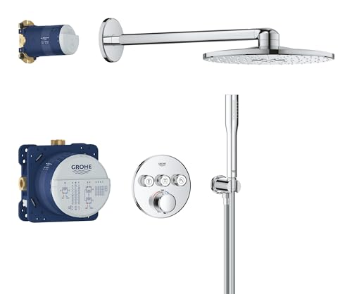 GROHE Precision SmartControl 310 - Duschsystem (310mm Kopfbrause mit 2 Strahlarten, Handbrause 1 Strahl, Universal-Einbaubox, 150cm Brauseschlauch), rund, chom, 34874000 von Grohe