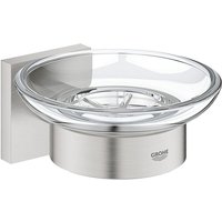 GROHE QuickFix - Start Cube - Seifenschale mit Halter - Finition Supersteel 41096DC0 (zum Schrauben oder Kleben) von Grohe