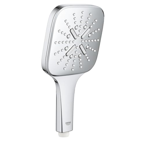 GROHE Rainshower SmartActive 130 Cube - Handbrause (wassersparend, 3 Strahlarten, Universal Befestigungssystem, Strahlumstellung per Tastendruck), eckig, chrom, 26582000 von Grohe