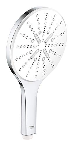 GROHE Rainshower SmartActive 150 - Handbrause (wassersparend, 3 Strahlarten, Universal Befestigungssystem, Strahlumstellung per Tastendruck), rund, moon white, 26554LS0 von Grohe