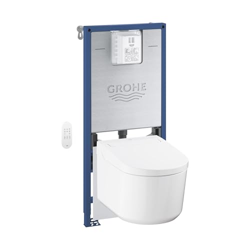 GROHE Sensia, Dusch-WC mit Rapid SLX 4-in-1 Set (mit zwei selbstreinigenden Duscharmen Anal- & Lady-Dusche, Massagestrahl, hygienische Keramikoberfläche, Fernbedienung), alpinweiß, 36509SH0 von GROHE