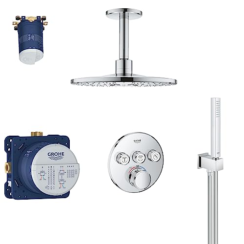 GROHE Rainshower SmartControl - Installationsset (inkl. Thermostat, 310mm Kopfbrause, Wandhalterset & Unterputz- Einbaueinheit), rund, Chrom von Grohe