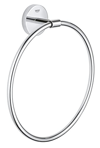 GROHE Start Cosmopolitan - Handtuchring (Material: Glas/Metall, vedeckte Befestigung, zum Kleben oder Bohren), Chrom, 41167000 von GROHE