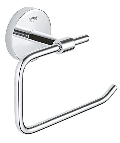 GROHE Start Cosmopolitan, Toilettenpapierhalter WC ohne Bohren (Klopapierhalter zum Kleben und Bohren geeignet, mit Schrauben & Dübel, Kleber separat kaufen, ohne Deckel), chrom, 41165000 von GROHE