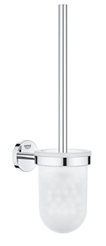 GROHE Start Cosmopolitan, Toilettenbürstenset WC ohne Bohren (Klobürste mit Halter, Wandmontage, zum Kleben oder Bohren geeignet, Kleber separat kaufen, mit Schrauben und Dübel), chrom, 41169000 von GROHE