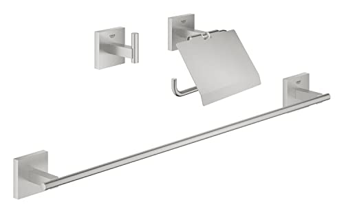 GROHE Start Cube - Bad- Set 3-in-1 (verdeckte Befestigung, Material: Metall, langlebig), supersteel, 41124DC0 von Grohe