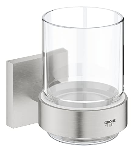 GROHE Start Cube - Glas mit Halter (verdeckte Befestigung, Material: Glas /Metall), supersteel, 41097DC0 von Grohe